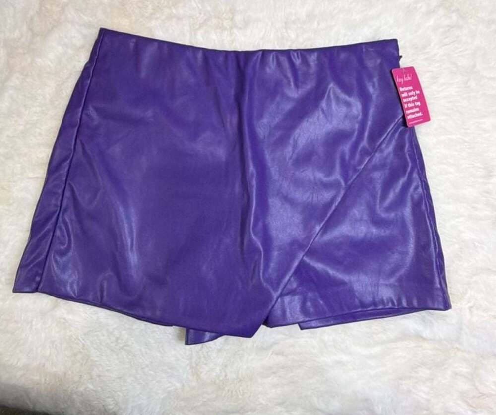 BuddyLove Purple Faux Leather Asymmetric Skort